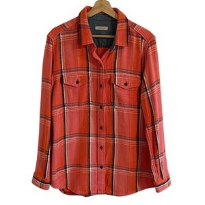 Outerknown Blanket Shirt Women’s Size Medium / Large Orange Plaid Organic Cotton